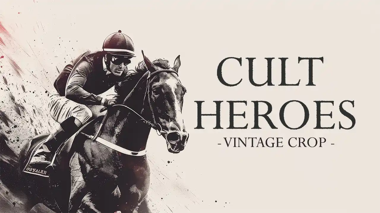 Cult Heroes horseracing series, title for Vintage Crop